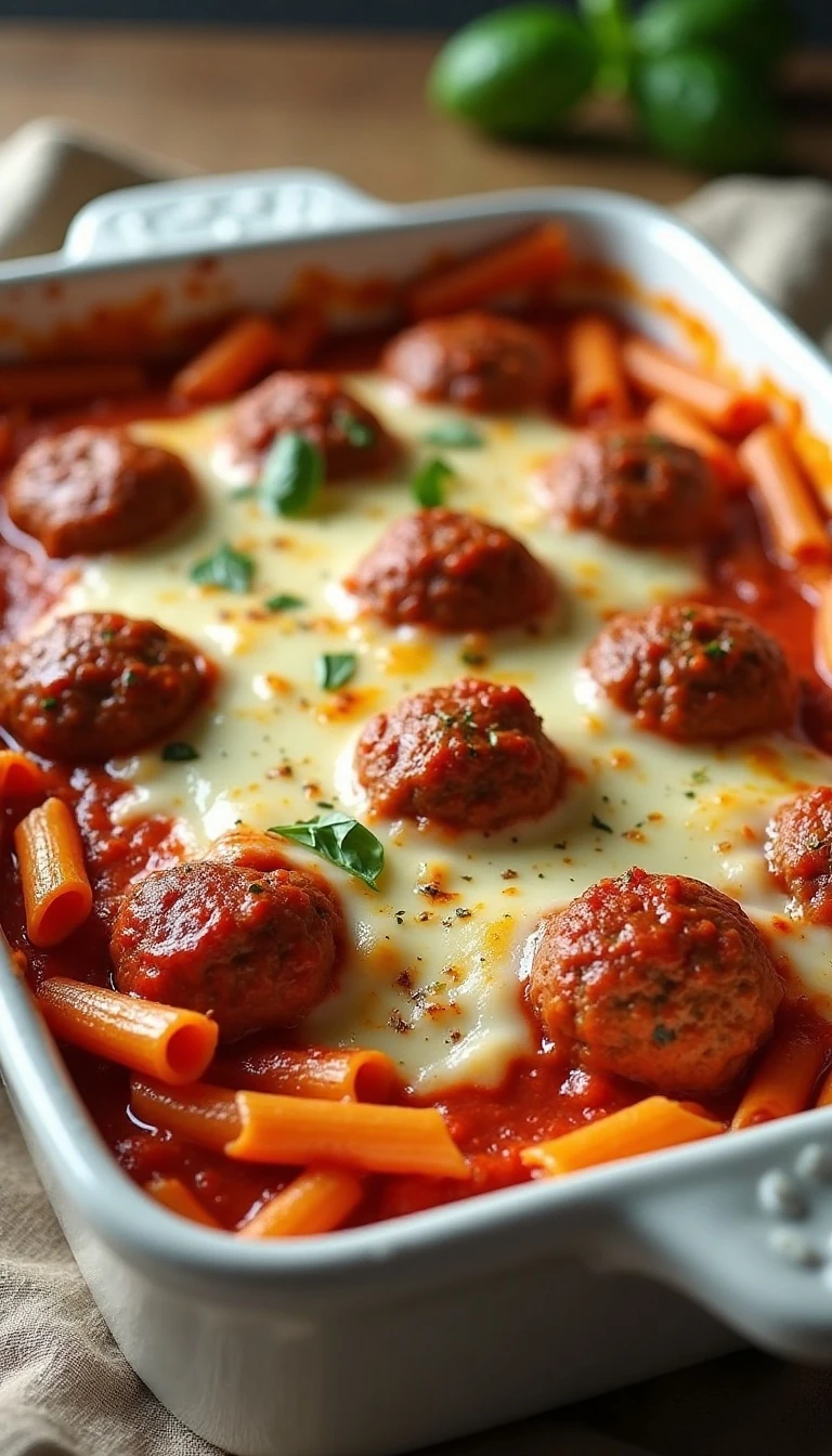 Easy Dump and Bake Meatball Casserole Recipe