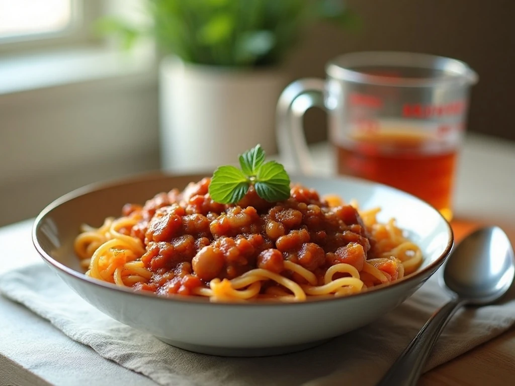 Reheated classic American goulash ready to serve