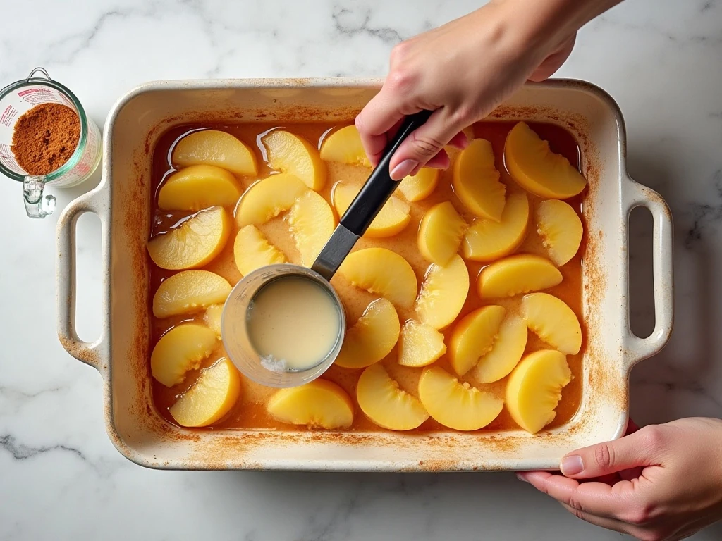 Ingredients for easy canned peach cobbler