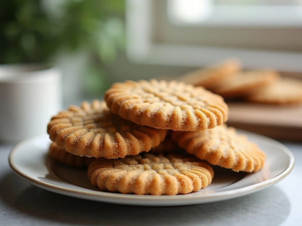 Stack of easy four-ingredient peanut butter cookies