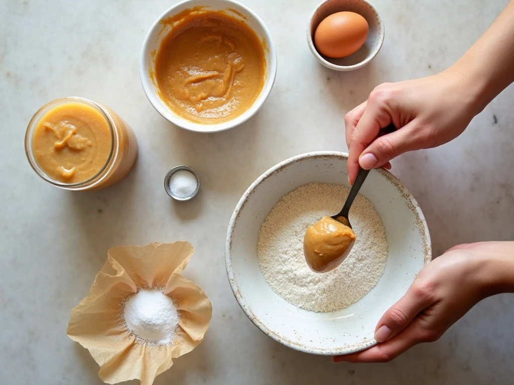 Four ingredients for peanut butter cookies