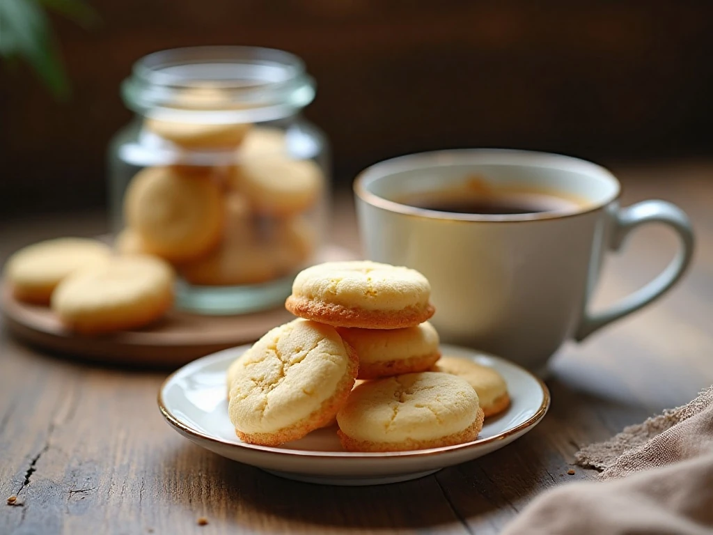 Amaretti cookies arranged for serving and storage