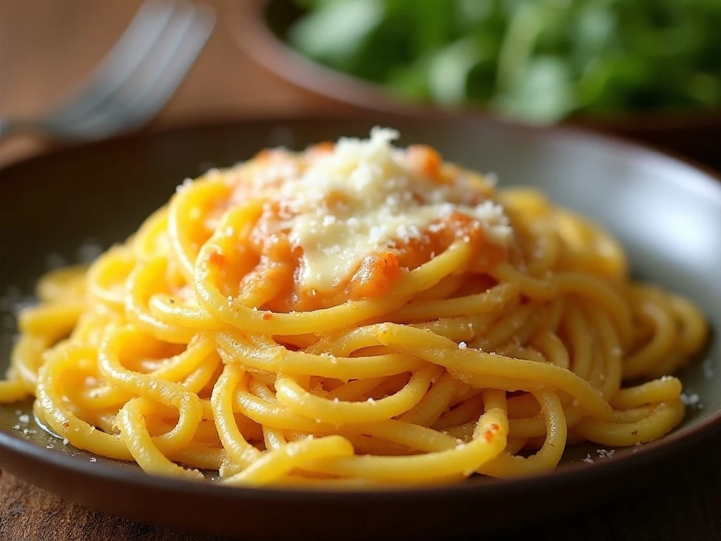 A warm serving of leftover four-cheese spaghetti squash