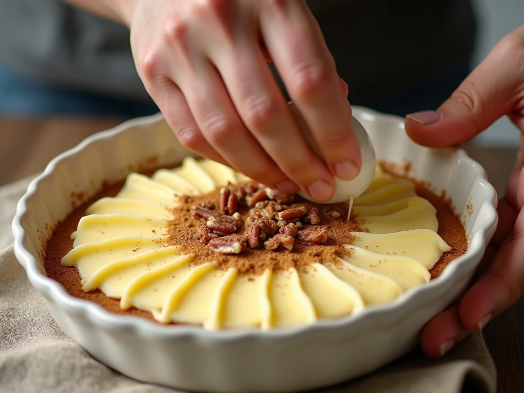 Cold butter slices covering the cake mix topping