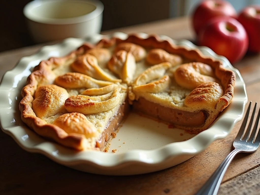 Golden homemade apple pie made with store-bought crust
