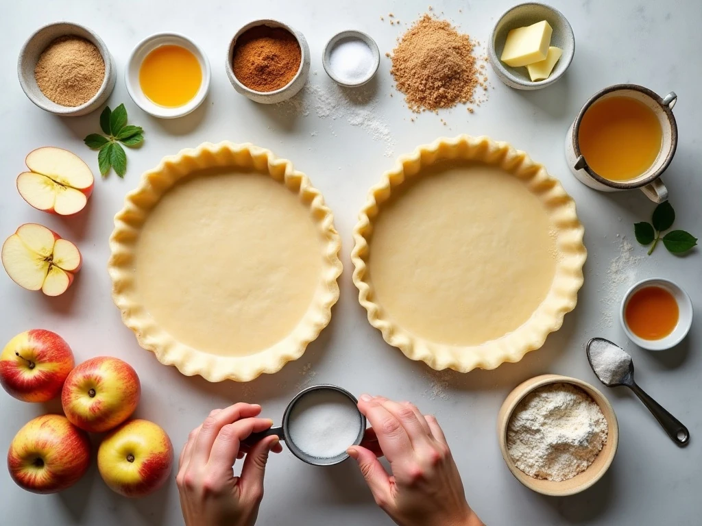 Ingredients for easy apple pie with store-bought crust