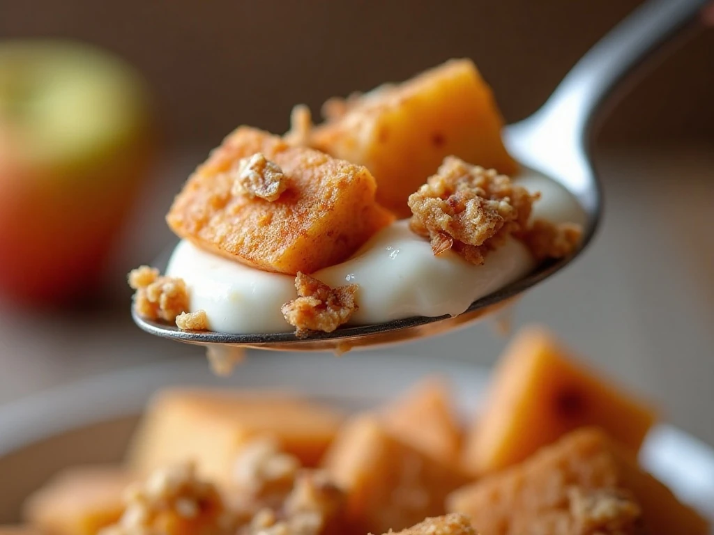 Close-up showing the creamy, fruity, and crunchy parfait layers