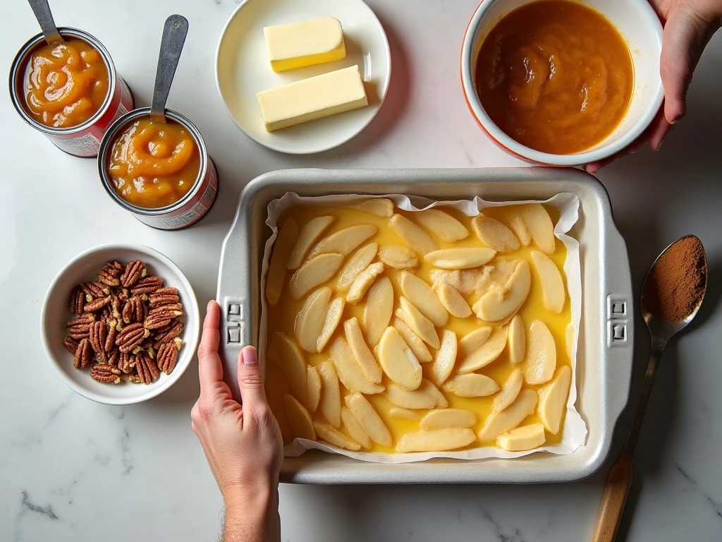 Ingredients for easy baked apple dump cake
