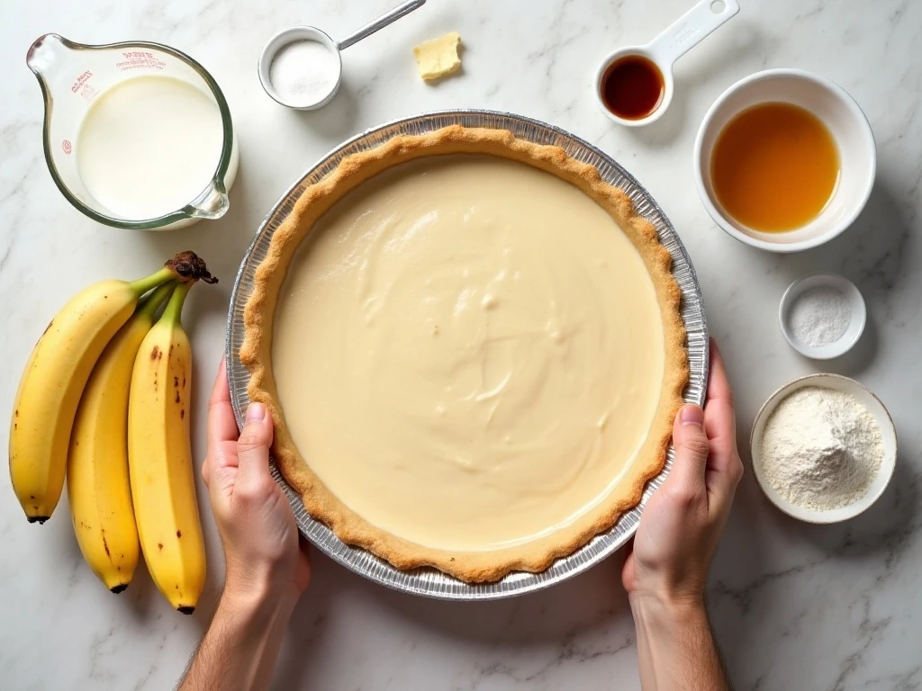 Ingredients for homemade banana cream pie