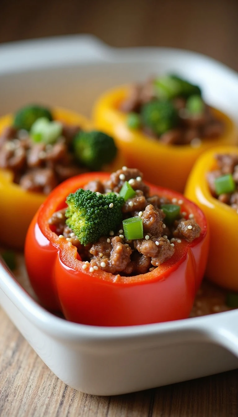 Easy Beef and Broccoli Stuffed Peppers Recipe