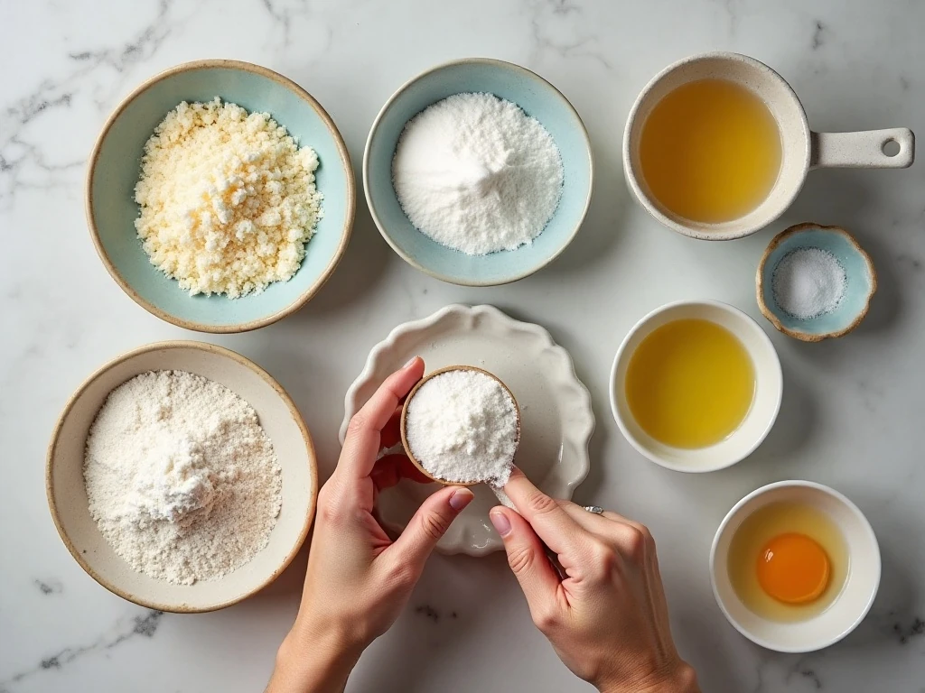 Ingredients for homemade New Orleans-style yeast beignets