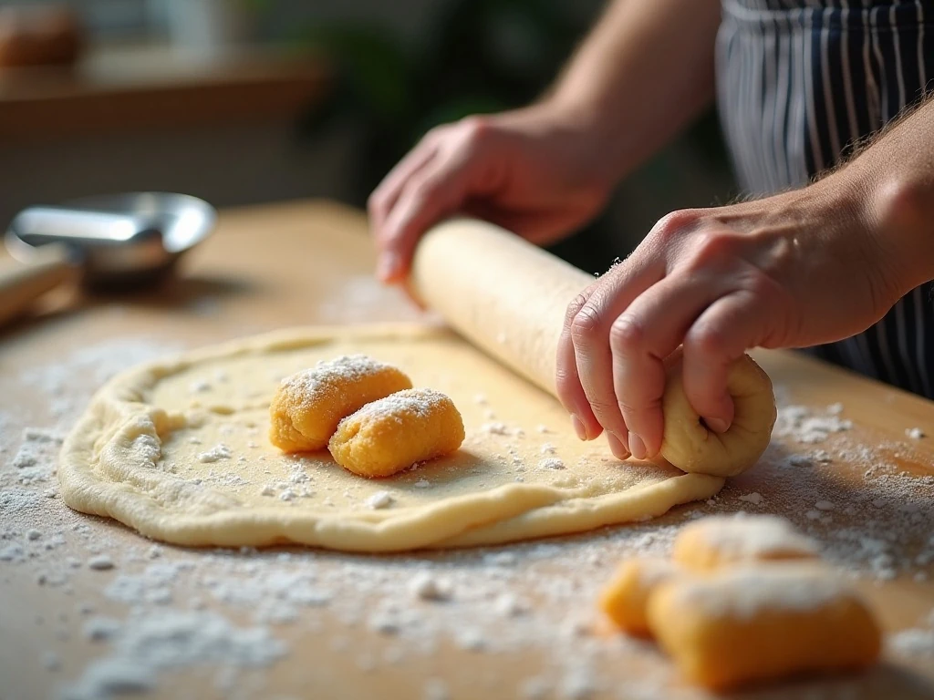 Rolling and cutting dough for homemade beignets