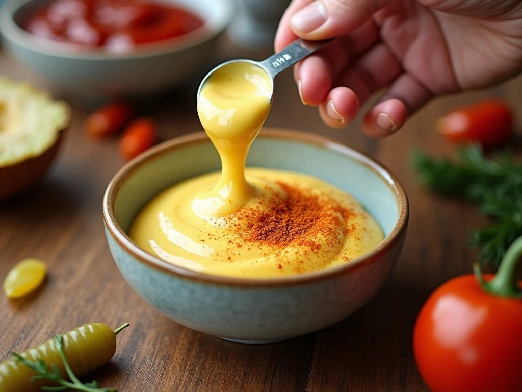 Mixing homemade Big Mac-style sauce