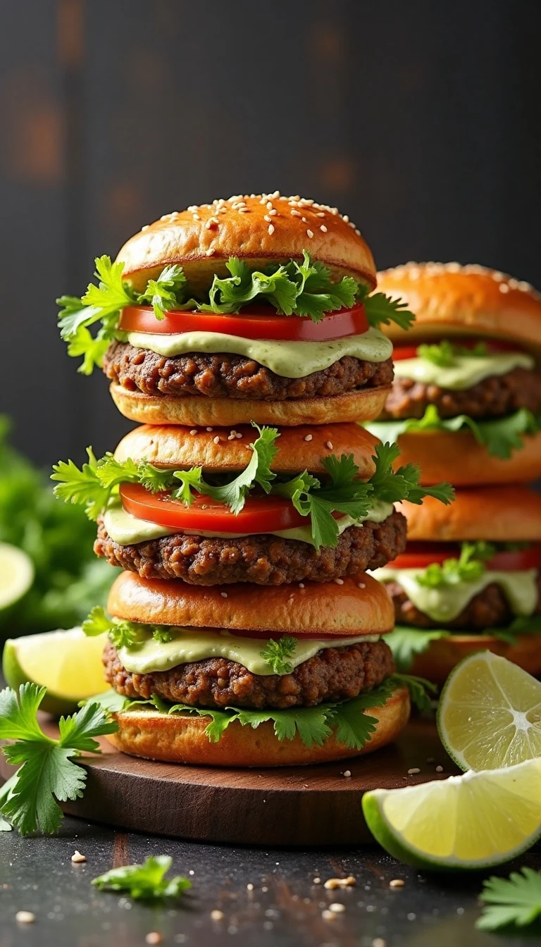 Easy Black Bean Burgers with Cilantro Lime Sauce