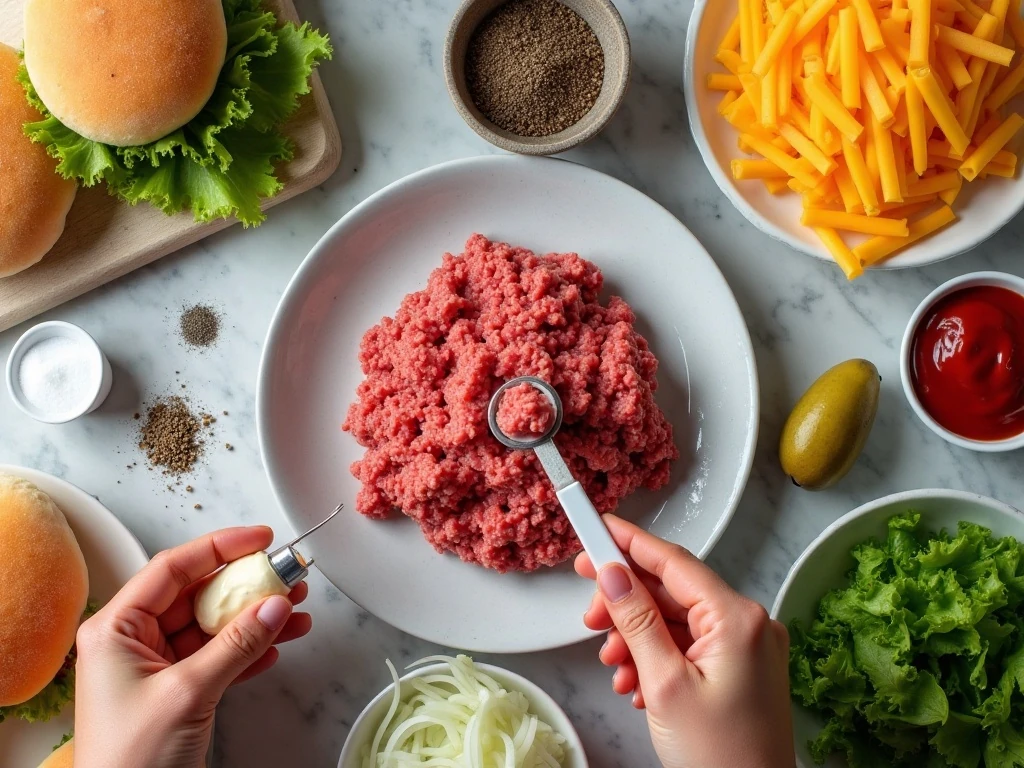 Ingredients for easy homemade cookout burgers