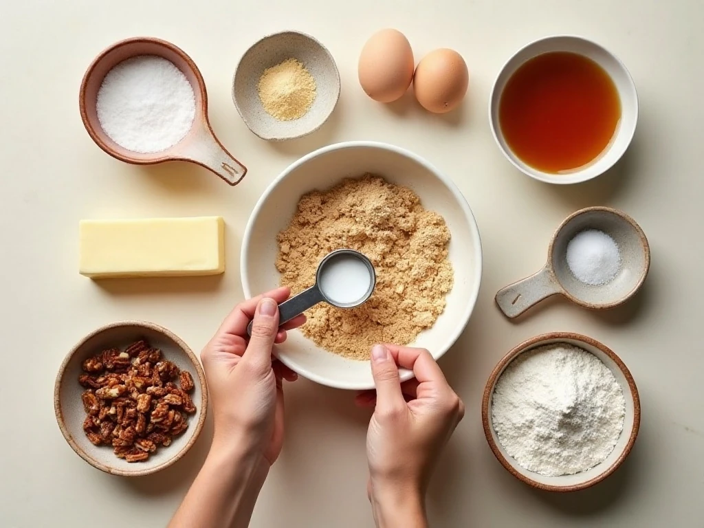 Ingredients for easy butter pecan blondies
