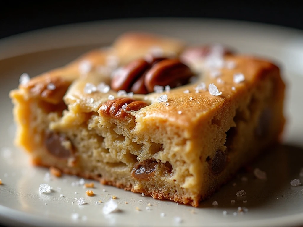 Close-up of a chewy butter pecan blondie center