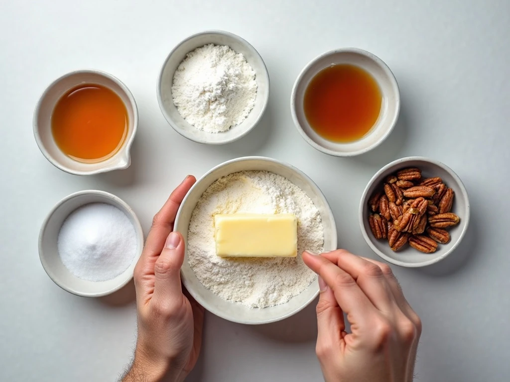 Ingredients for butter pecan shortbread cookies