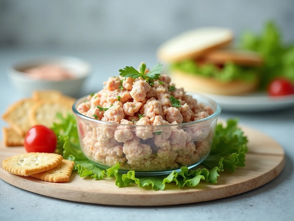 Make-ahead canned tuna salad stored for a quick lunch