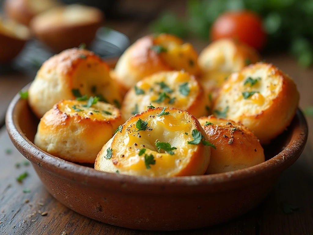 Golden cheese pull-apart garlic bread with melted mozzarella centers