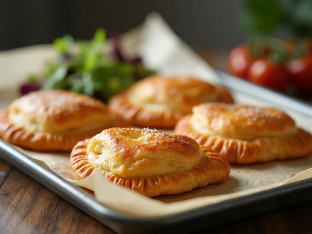 Crisp reheated beef and potato puff pastry pockets