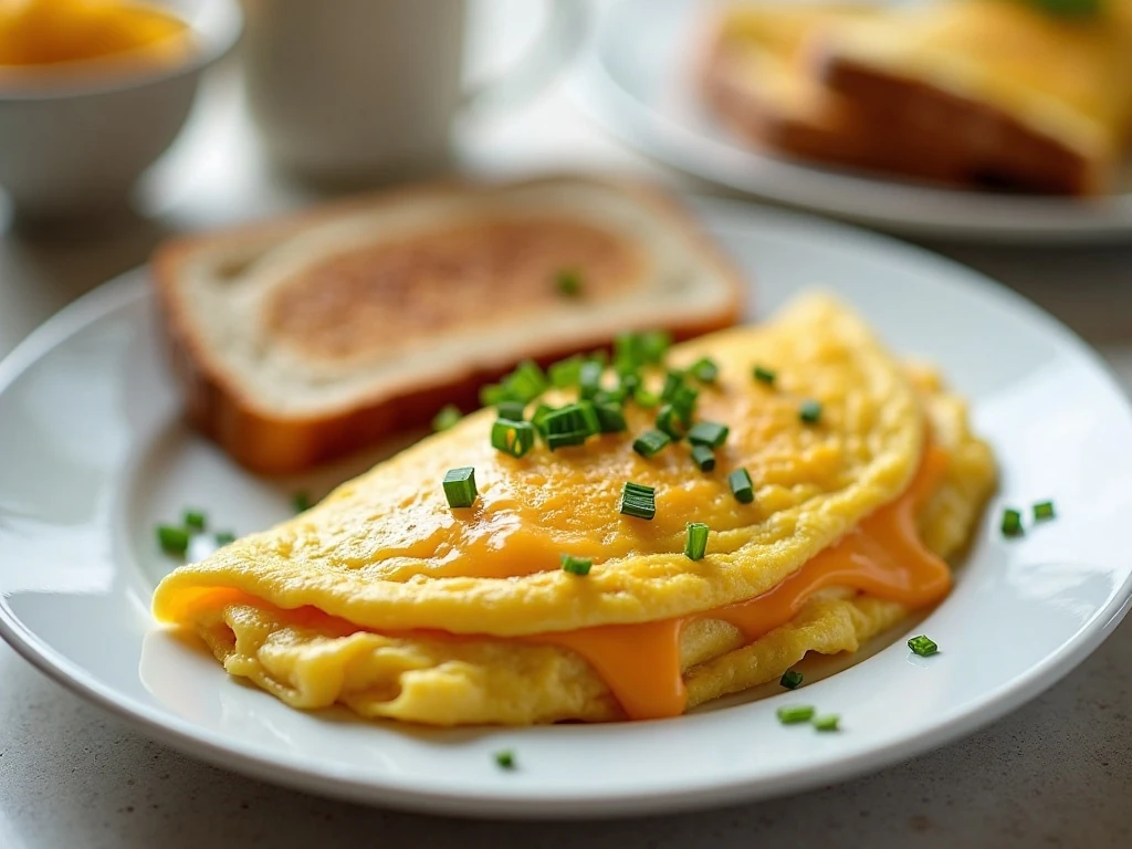 Plated easy cheesy omelet ready to serve