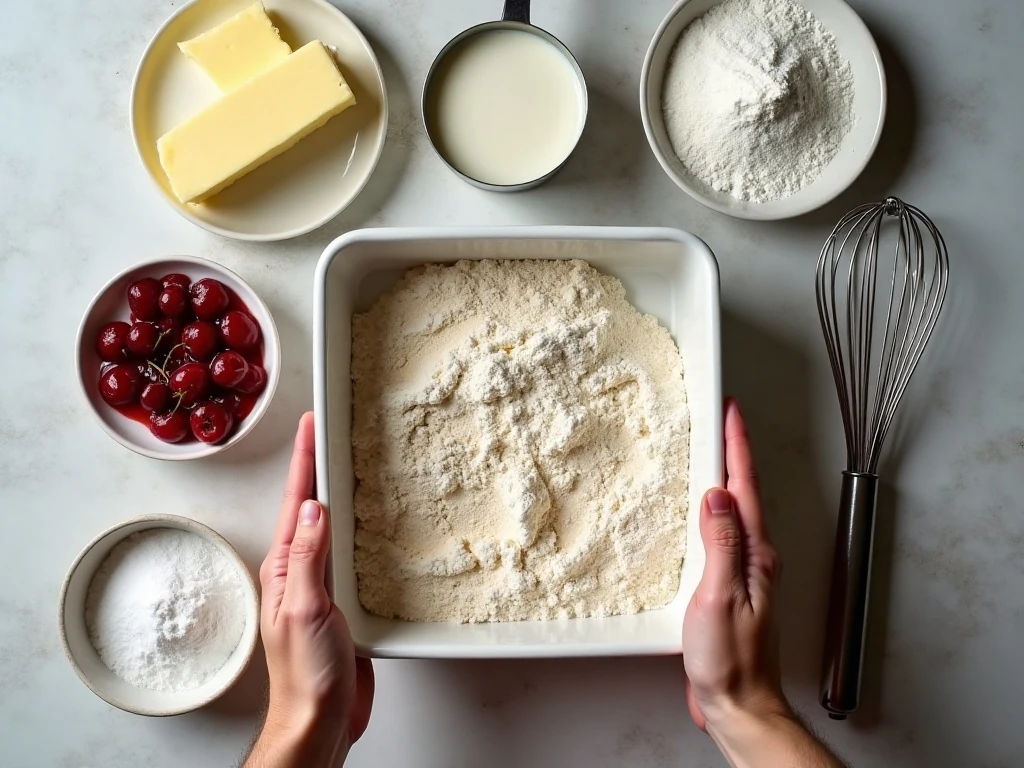 Ingredients for easy cherry cobbler