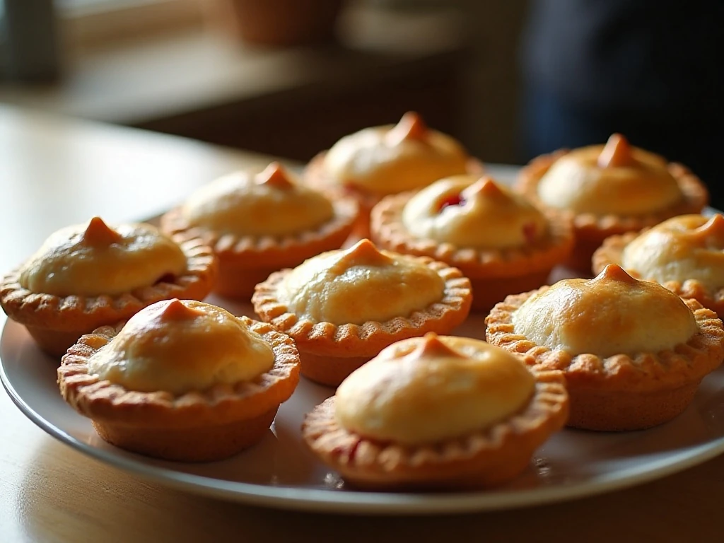 Golden cherry hand pies arranged on a serving platter