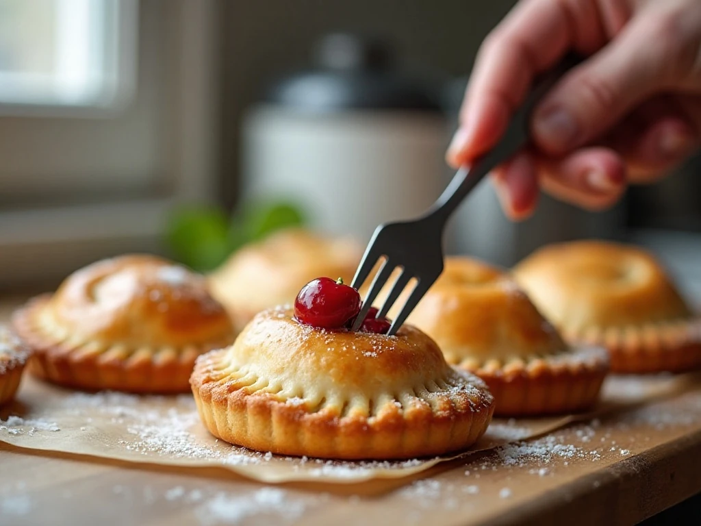 Crimped cherry hand pies with steam vents