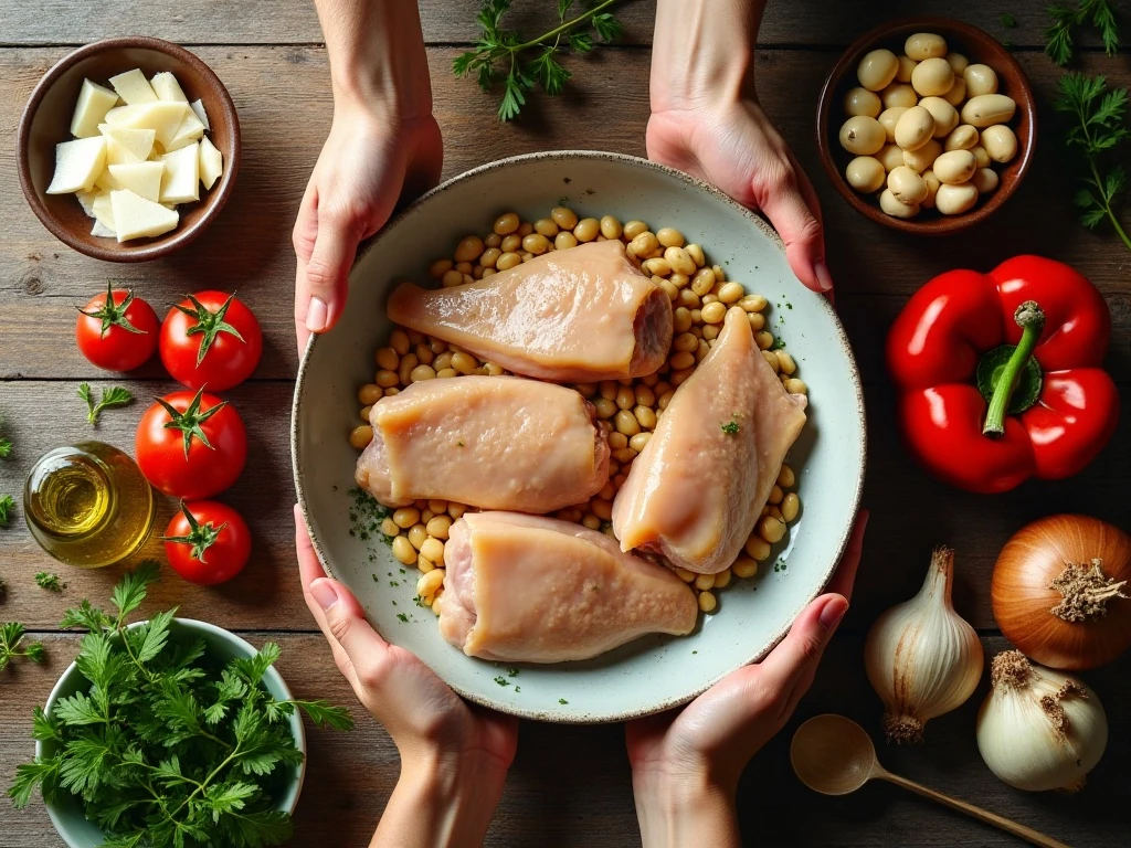 Ingredients for easy chicken and white bean cacciatore