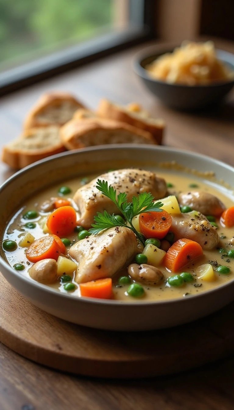 Easy Chicken Fricassee Recipe with Creamy White Wine Sauce