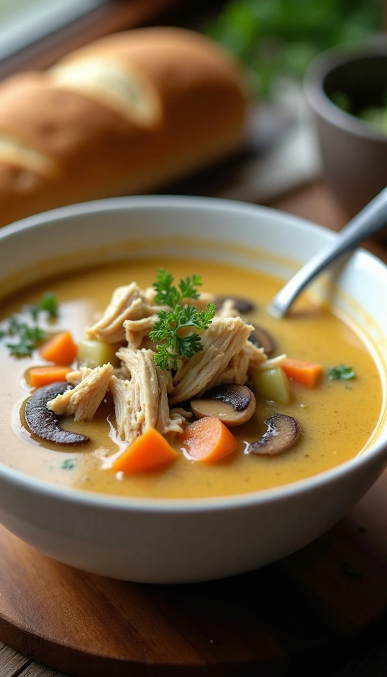 Easy Chicken Marsala Soup Recipe with Mushrooms and Cream