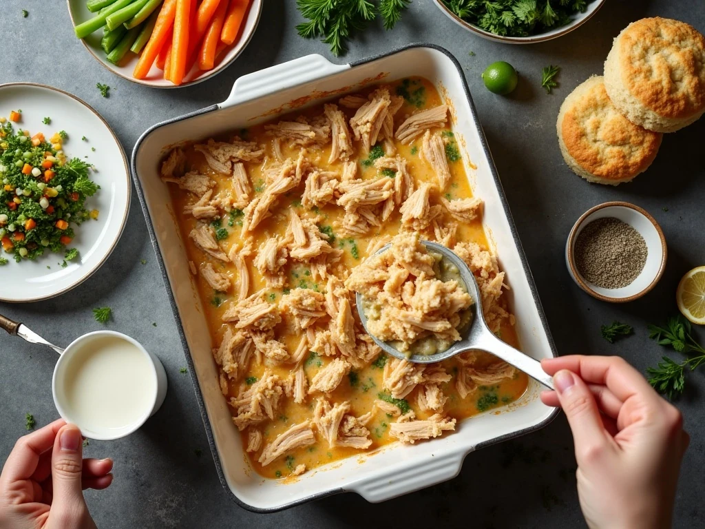 Ingredients for easy chicken pot pie casserole