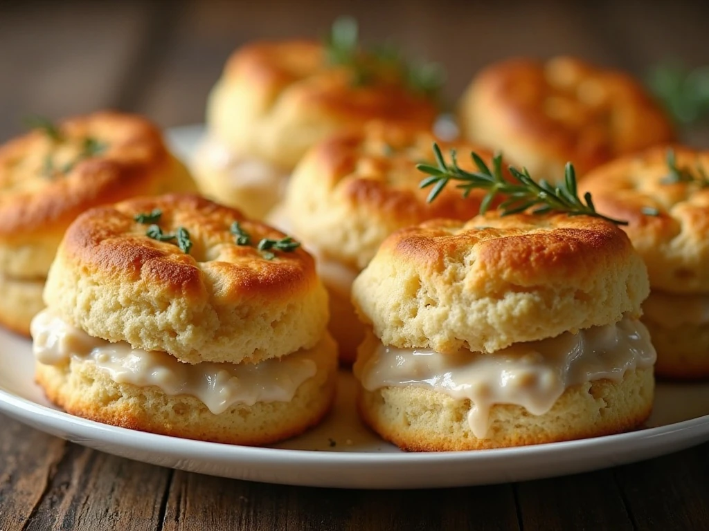 Golden biscuit topping on bubbling chicken pot pie casserole