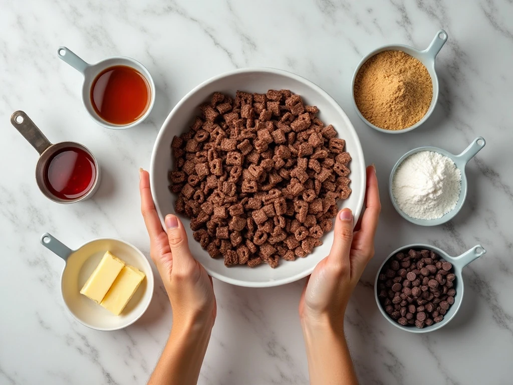 Ingredients for Chocolate Chex caramel crunch