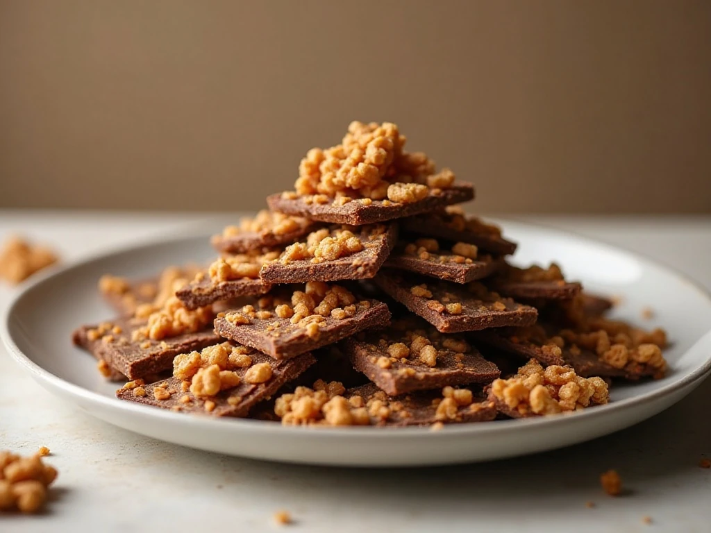 Finished Chocolate Chex caramel crunch on a platter