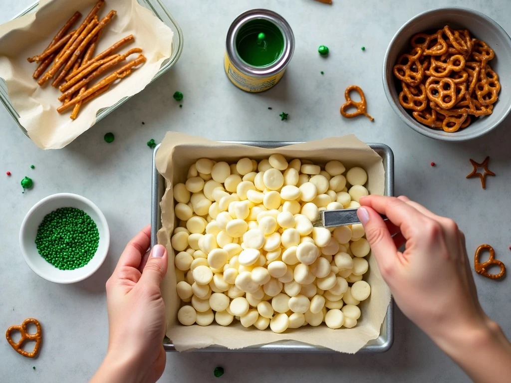 Ingredients for easy Christmas tree fudge