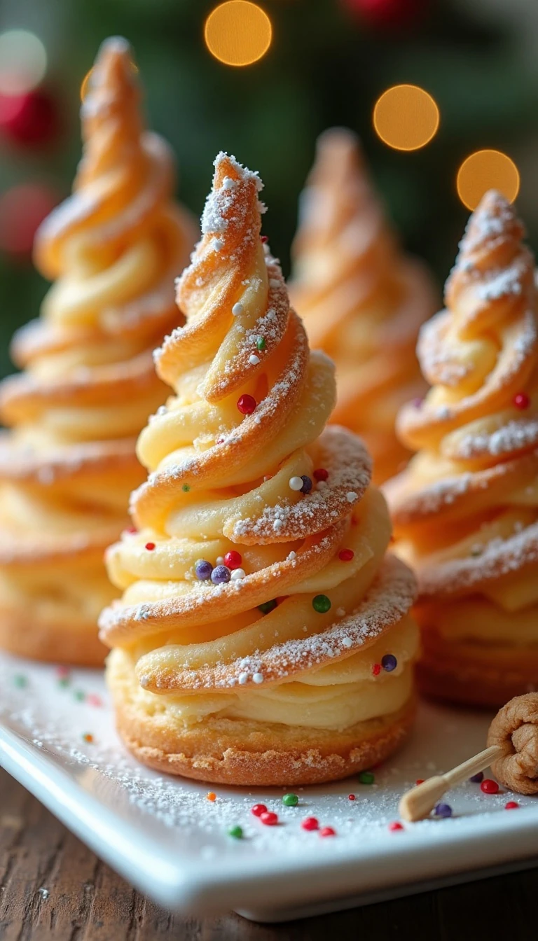 Easy Christmas Tree Pastries Recipe with Nutella