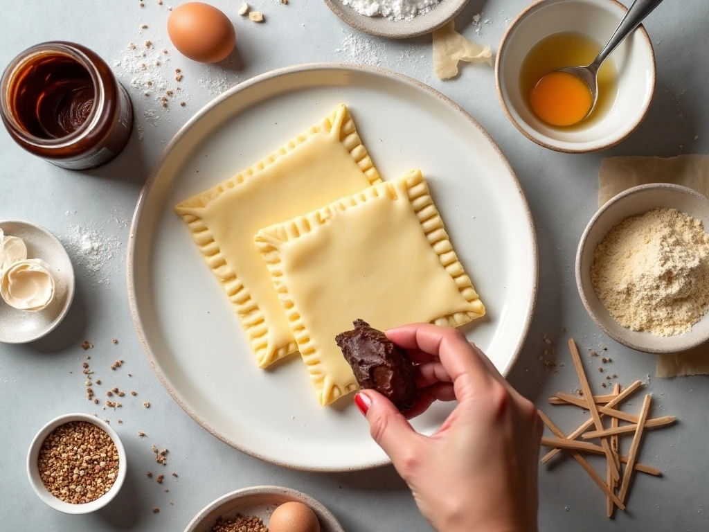 Ingredients for easy Christmas tree pastries with puff pastry and Nutella