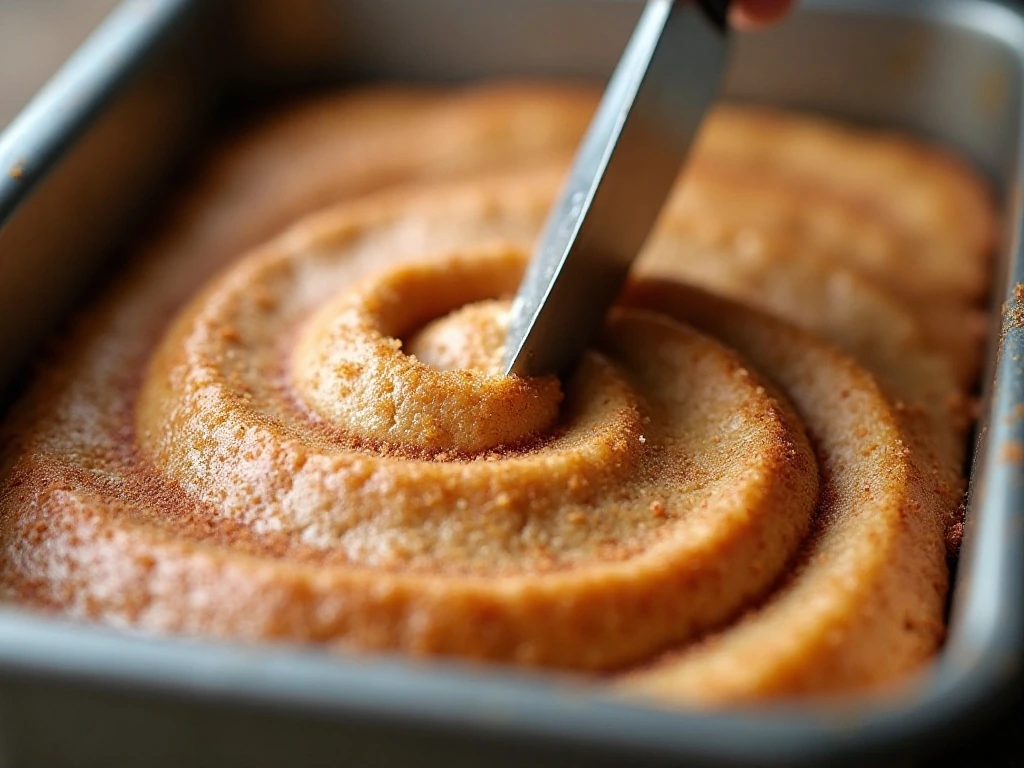 Creating a gentle cinnamon swirl in quick bread batter