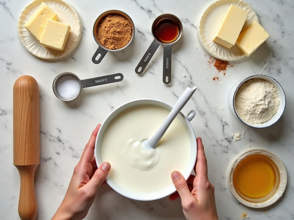 Ingredients for easy homemade cinnamon rolls