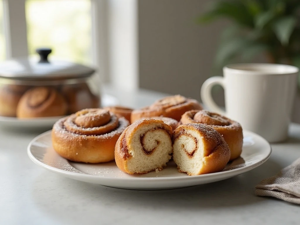Stored and ready-to-serve homemade cinnamon rolls
