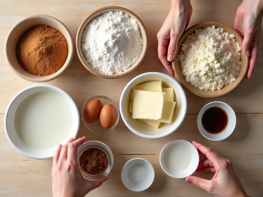 Ingredients for easy homemade cinnamon rolls
