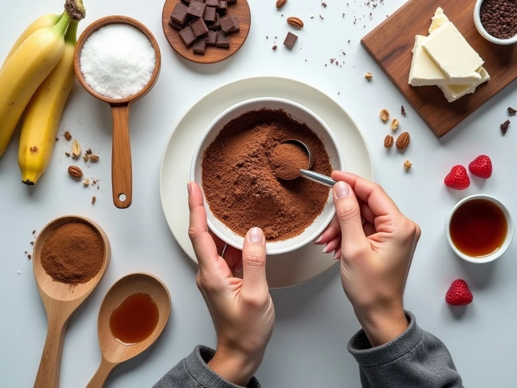 Ingredients for an easy chocolate cottage cheese dessert