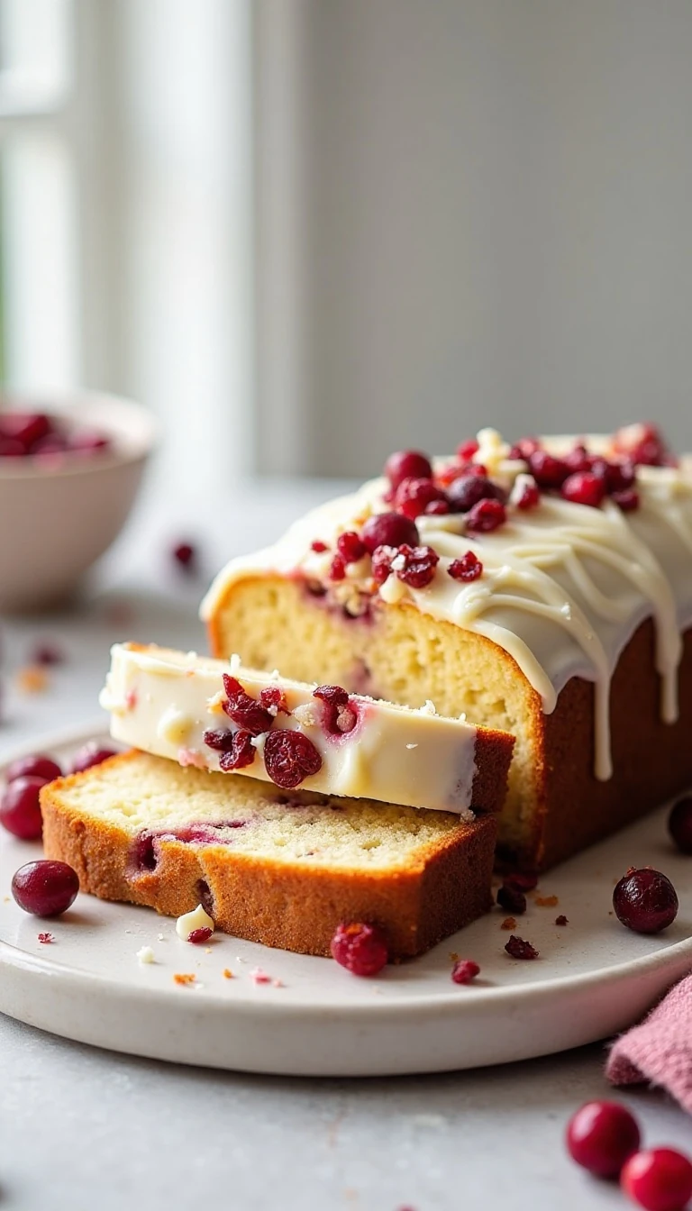 Easy Cranberry Bliss Bread Recipe with White Chocolate Cream Cheese Topping