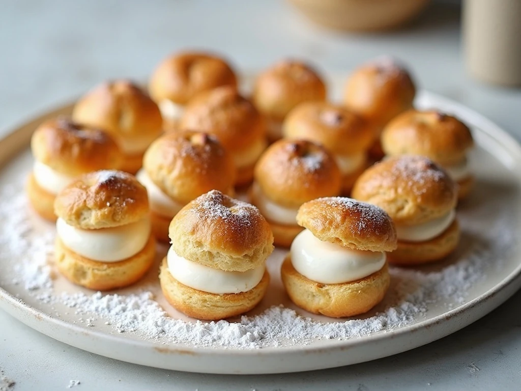 Light and fluffy homemade cream puffs filled with vanilla whipped cream