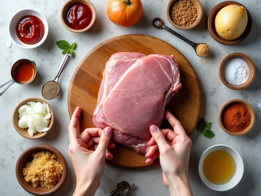 Ingredients for easy crockpot pork barbecue