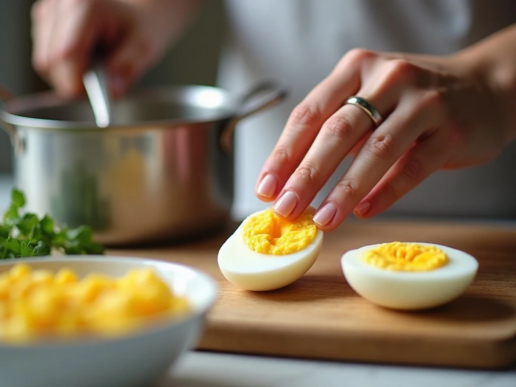 Preparing hard-cooked eggs and yolks for deviled eggs