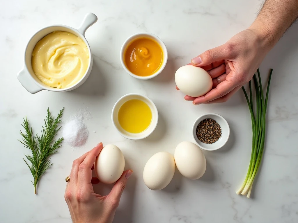 Ingredients for easy classic deviled eggs