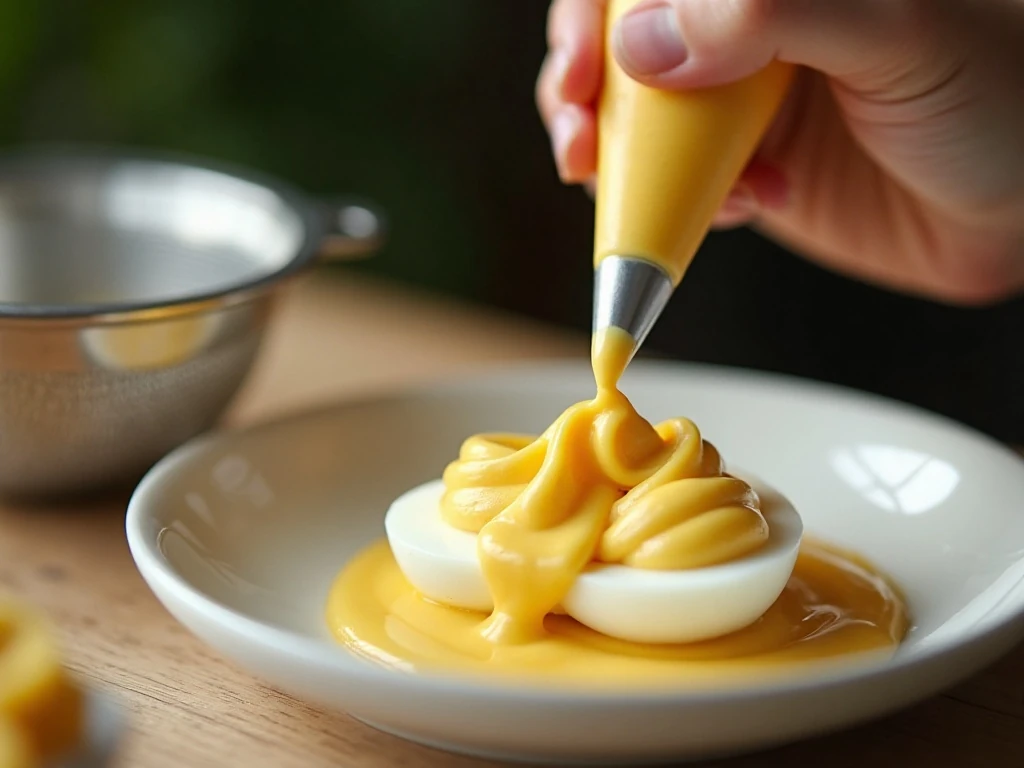 Piping smooth filling into deviled egg whites